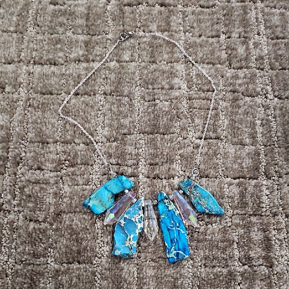 Blue and Silver Statement Necklace